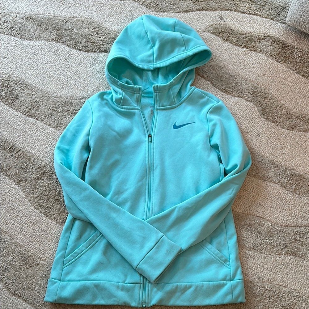 Nike Aqua Blue Zip-Up Hoodie Super Soft and Softly Lined